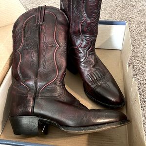 Tony Lama Handcrafted Leather Boots, Black Cherry El Paso size 9 1/2 D Men’s